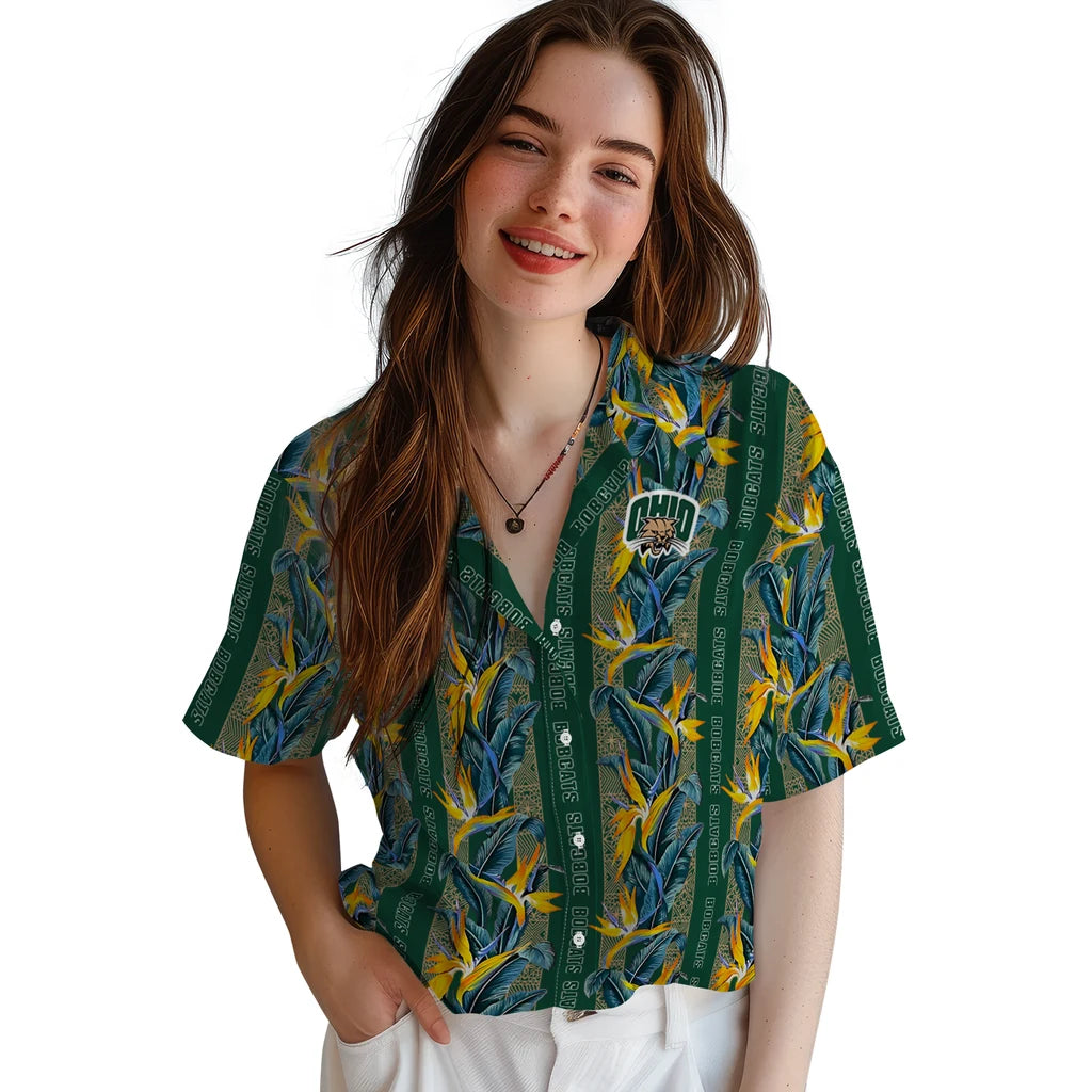Ohio Bobcats Hawaiian Shirt - Paradise Vines | Hula Hawaiian Shirts