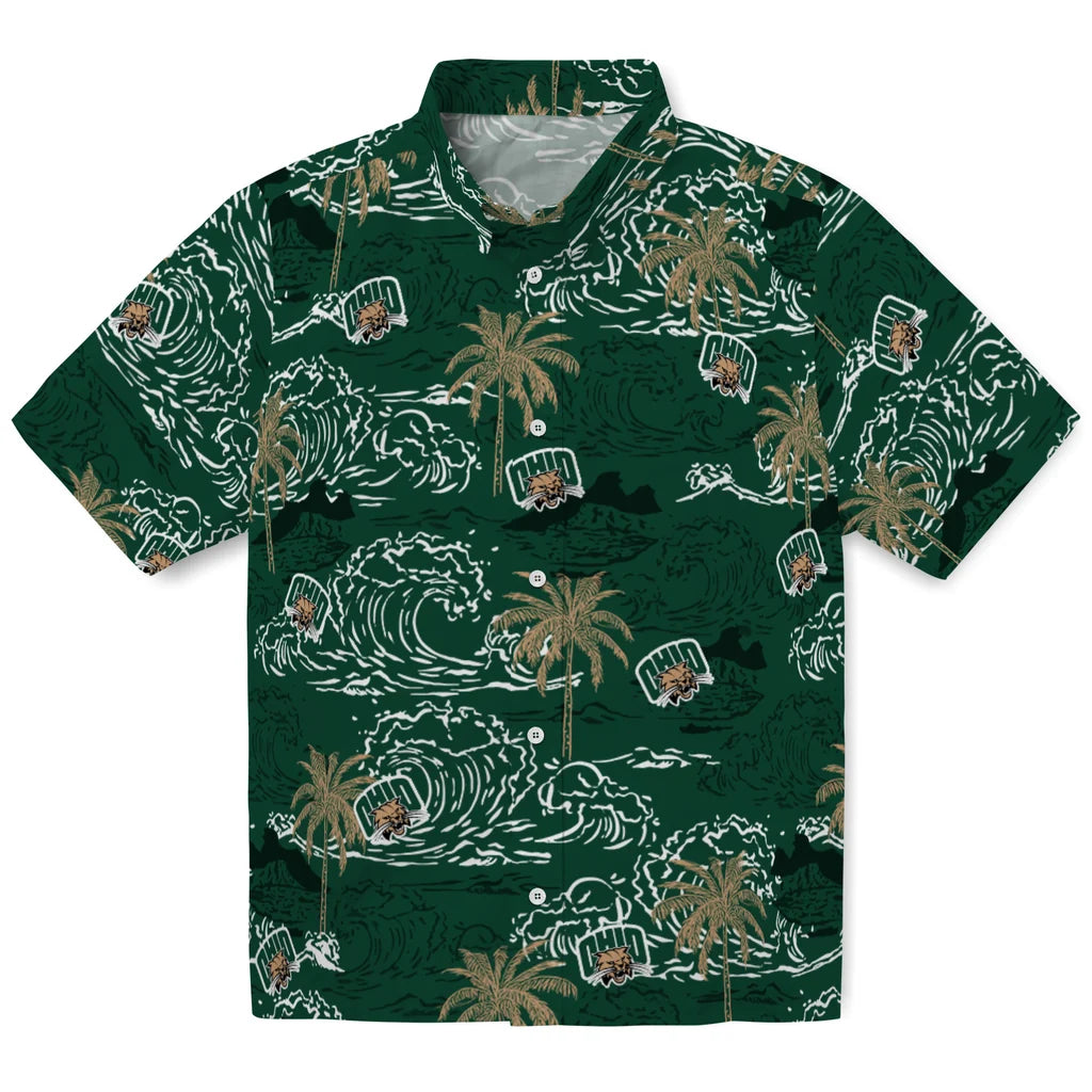 Ohio Bobcats Hawaiian Shirt - Wave Palm | Hula Hawaiian Shirts