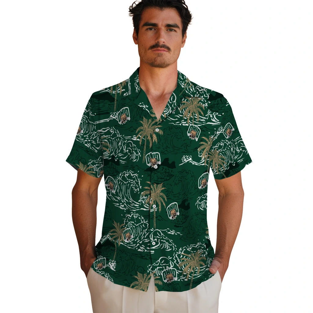 Ohio Bobcats Hawaiian Shirt - Wave Palm | Hula Hawaiian Shirts