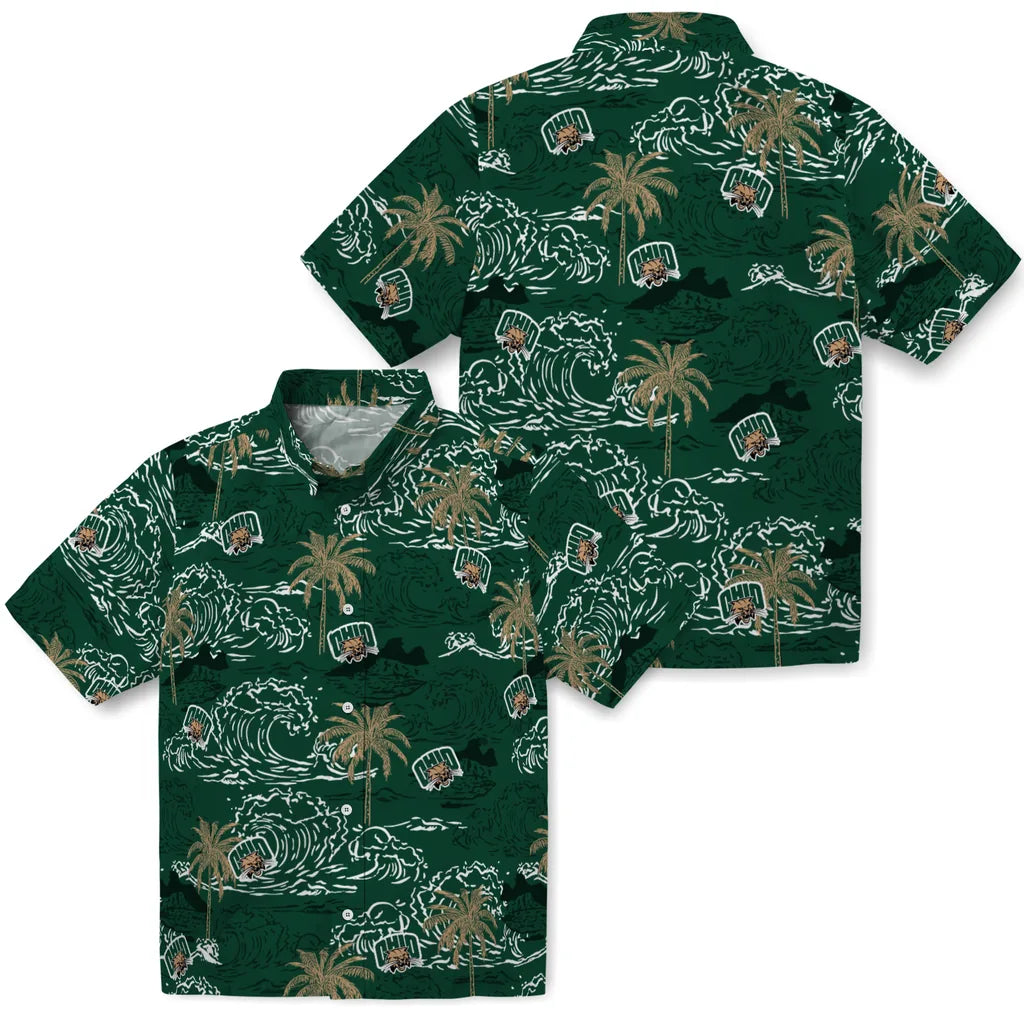 Ohio Bobcats Hawaiian Shirt - Wave Palm | Hula Hawaiian Shirts