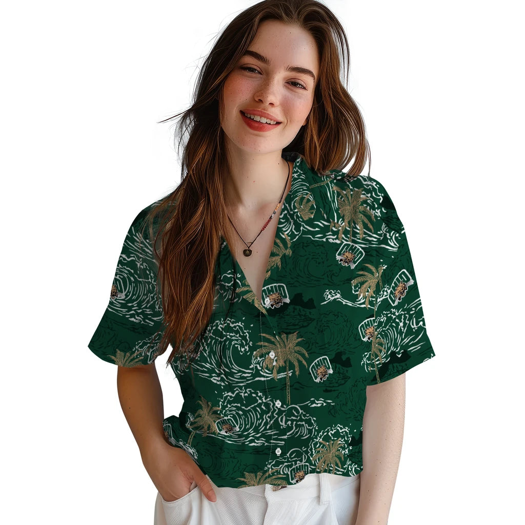 Ohio Bobcats Hawaiian Shirt - Wave Palm | Hula Hawaiian Shirts