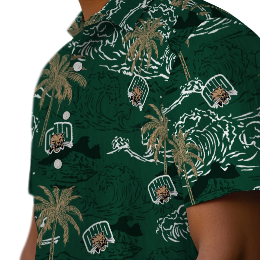 Ohio Bobcats Hawaiian Shirt - Wave Palm | Hula Hawaiian Shirts