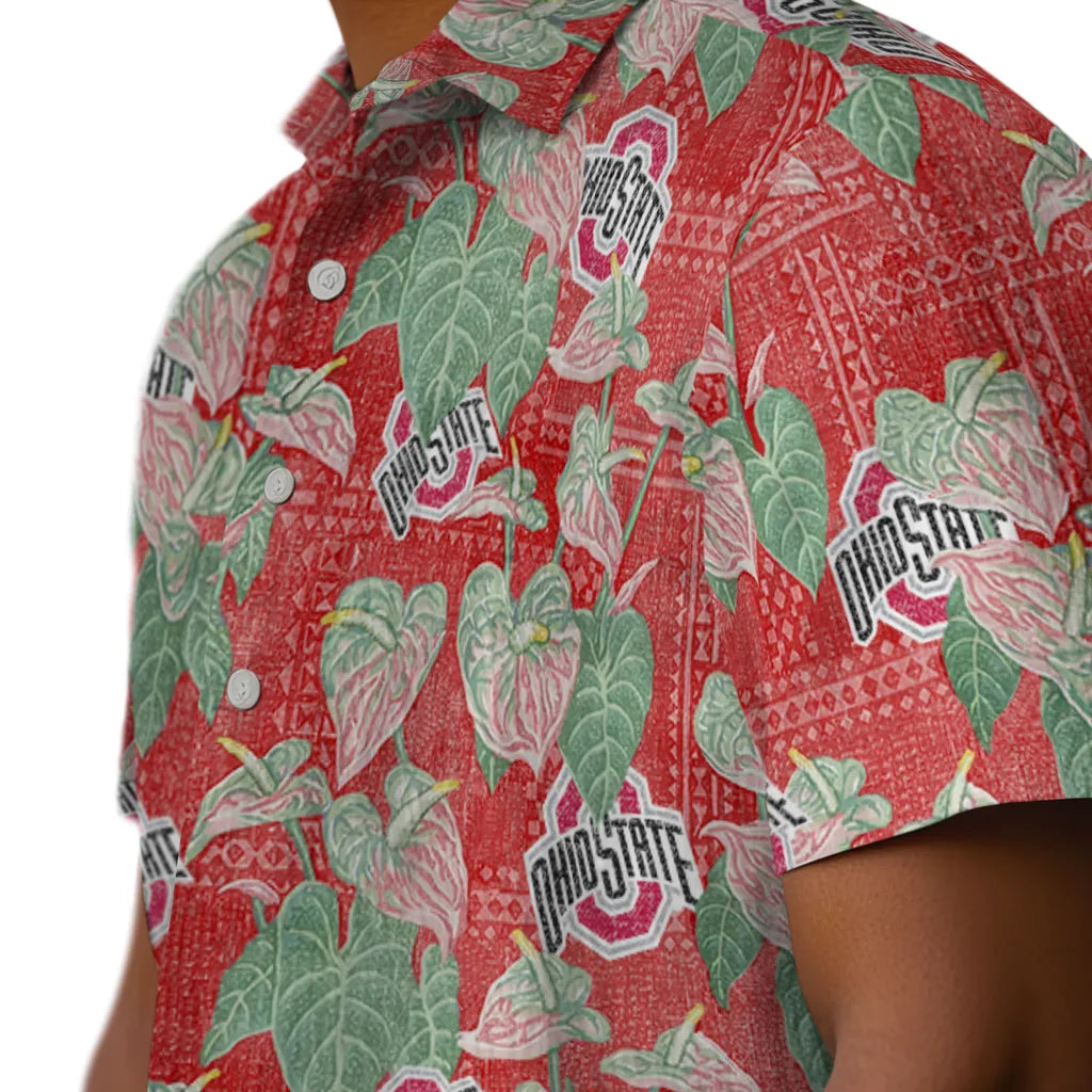 Ohio State Buckeyes Hawaiian Shirt - Anthurium Overlay | Hula Hawaiian Shirts