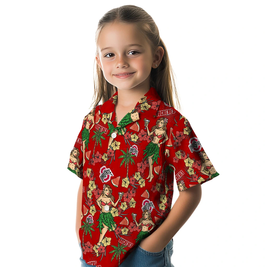 Ohio State Buckeyes Hawaiian Shirt - Hawaiian Girls Design | Hula Hawaiian Shirts