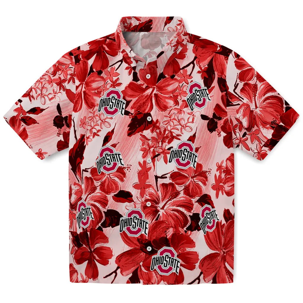 Ohio State Buckeyes Hawaiian Shirt - Hibiscus Arrangement | Hula Hawaiian Shirts