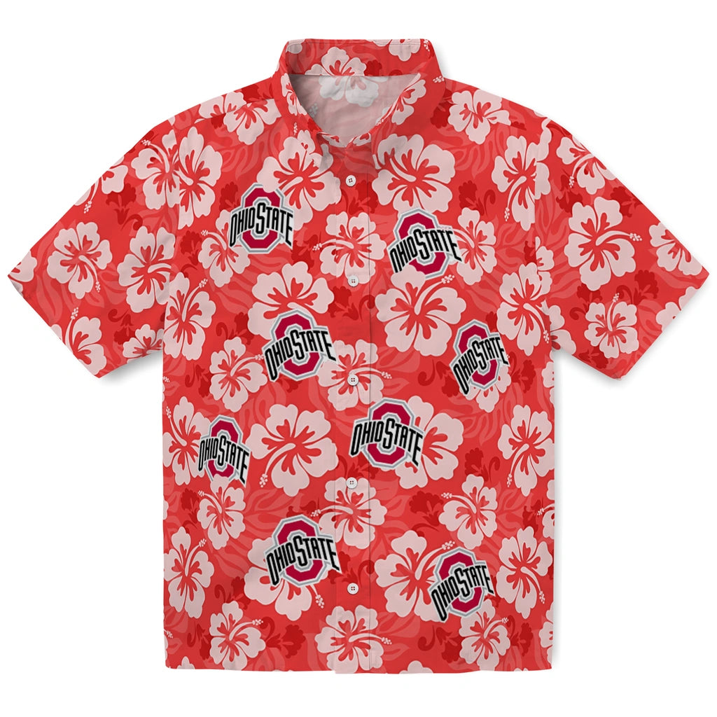 Ohio State Buckeyes Hawaiian Shirt - Hibiscus Cluster | Hula Hawaiian Shirts