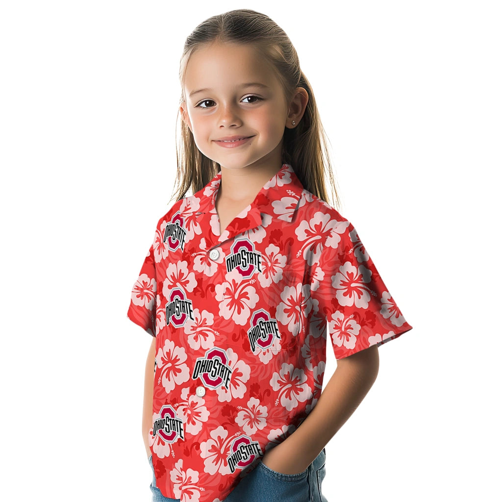 Ohio State Buckeyes Hawaiian Shirt - Hibiscus Cluster | Hula Hawaiian Shirts