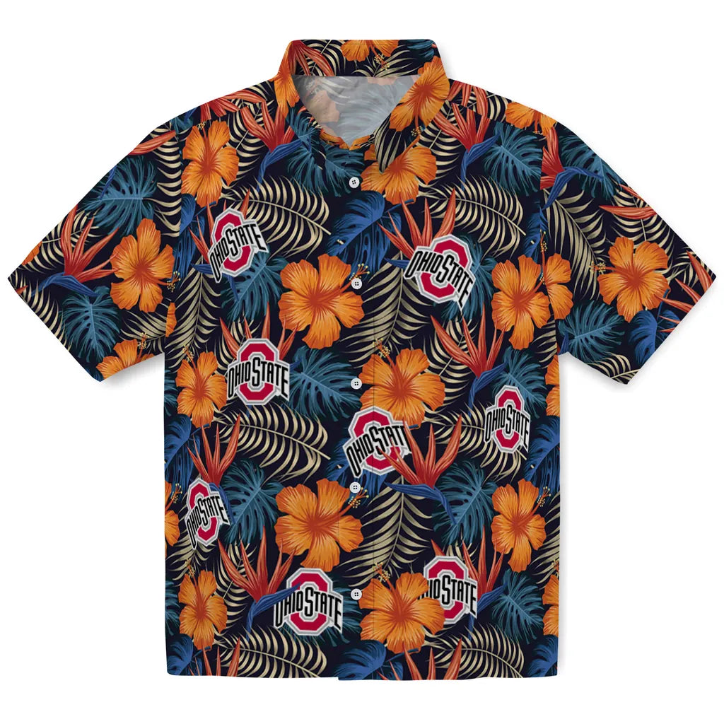 Ohio State Buckeyes Hawaiian Shirt - Hibiscus Foliage | Hula Hawaiian Shirts