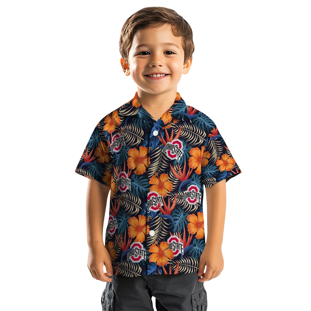 Ohio State Buckeyes Hawaiian Shirt - Hibiscus Foliage | Hula Hawaiian Shirts