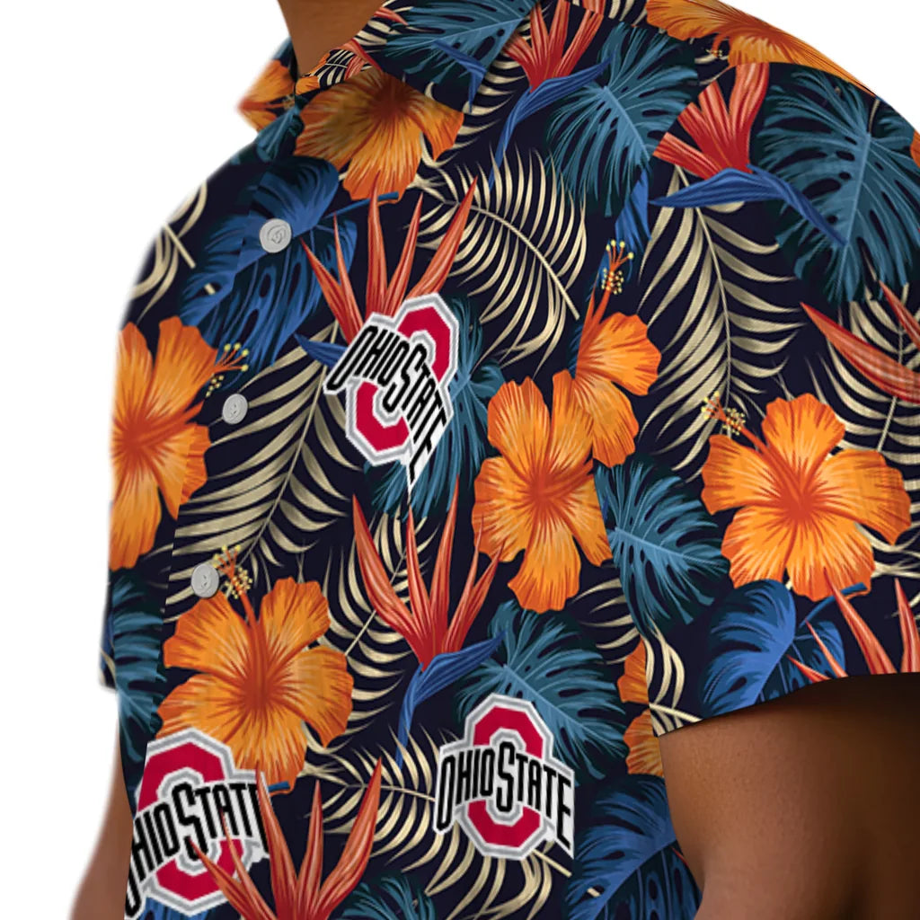 Ohio State Buckeyes Hawaiian Shirt - Hibiscus Foliage | Hula Hawaiian Shirts