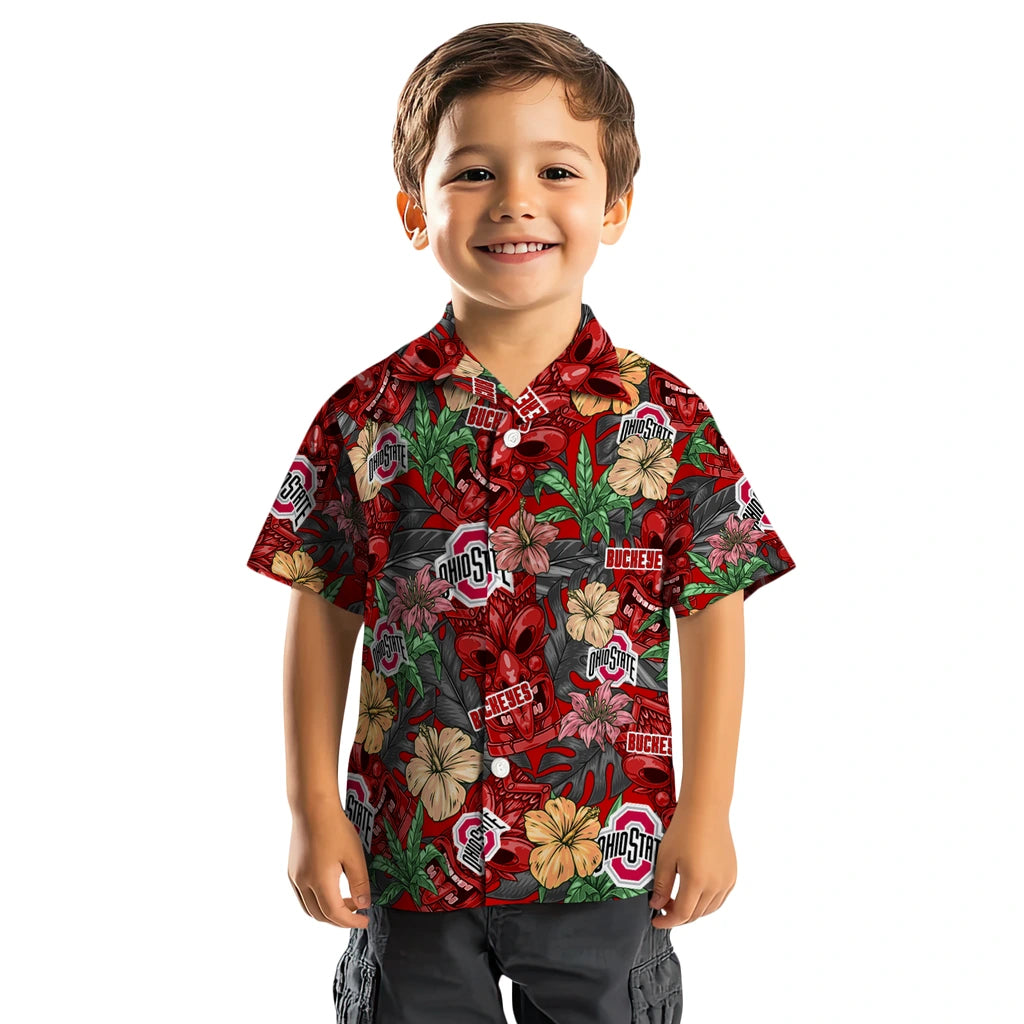 Ohio State Buckeyes Hawaiian Shirt - Hibiscus Tiki Jungle | Hula Hawaiian Shirts