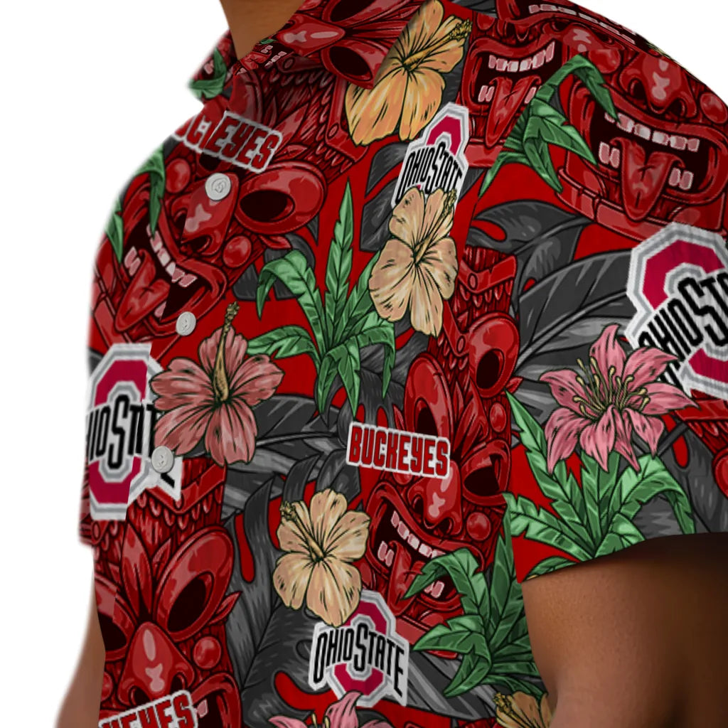 Ohio State Buckeyes Hawaiian Shirt - Hibiscus Tiki Jungle | Hula Hawaiian Shirts