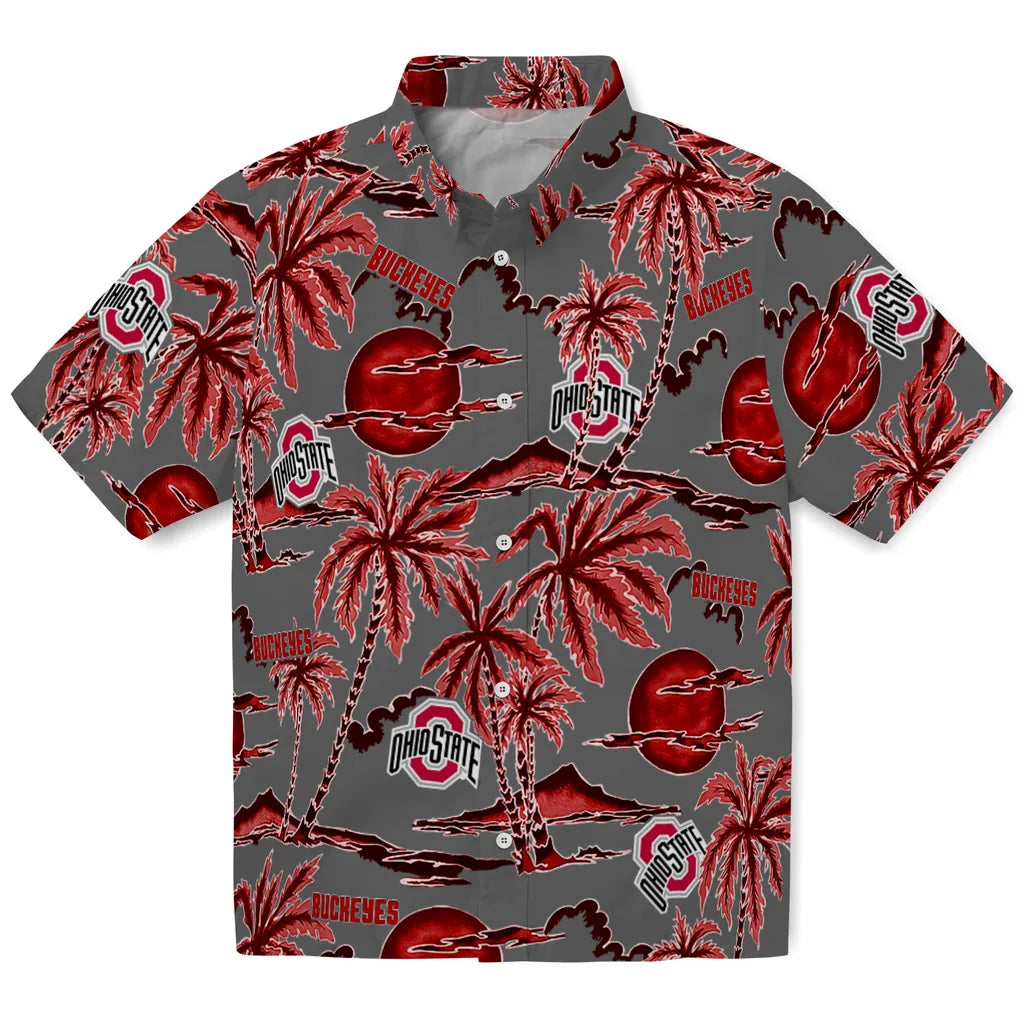 Ohio State Buckeyes Hawaiian Shirt - Palm Sunset | Hula Hawaiian Shirts
