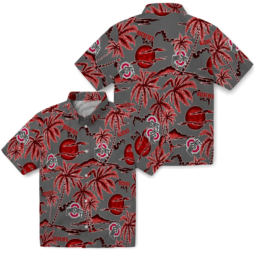 Ohio State Buckeyes Hawaiian Shirt - Palm Sunset | Hula Hawaiian Shirts