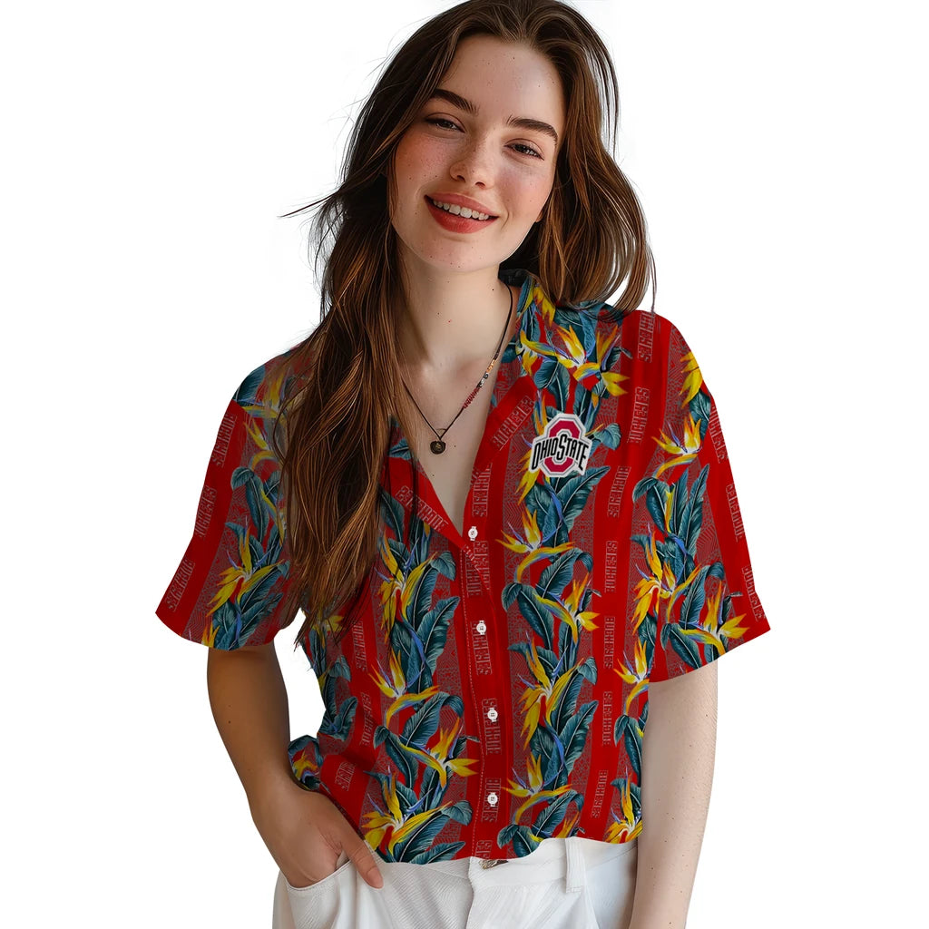 Ohio State Buckeyes Hawaiian Shirt - Paradise Vines | Hula Hawaiian Shirts