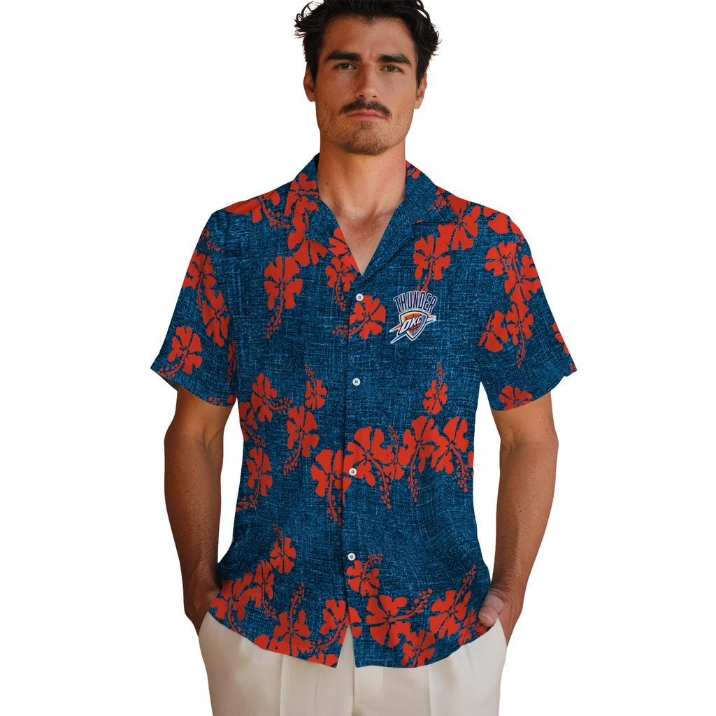 Oklahoma City Thunder Hawaiian Shirt - 50th State Flower | Hula Hawaiian Shirts