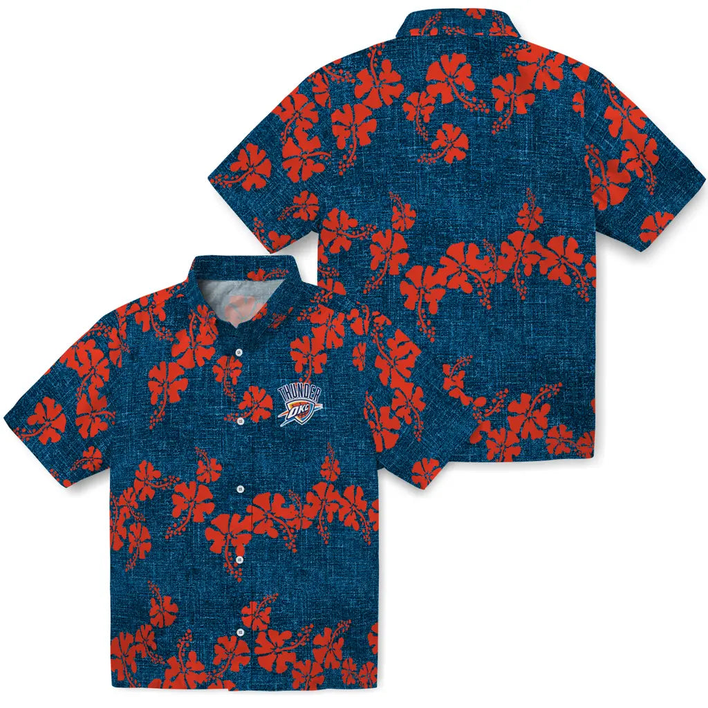 Oklahoma City Thunder Hawaiian Shirt - 50th State Flower | Hula Hawaiian Shirts