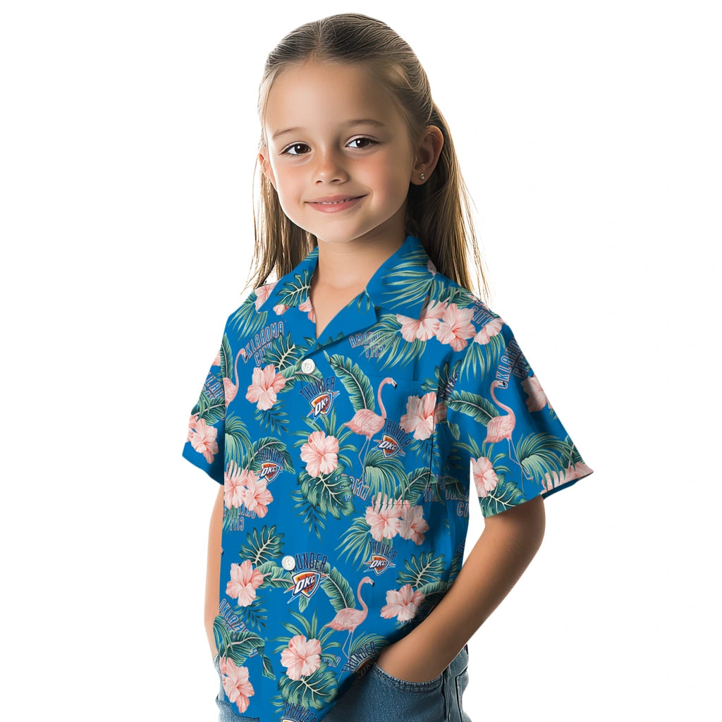 Oklahoma City Thunder Hawaiian Shirt - Flamingo and Hibiscus | Hula Hawaiian Shirts