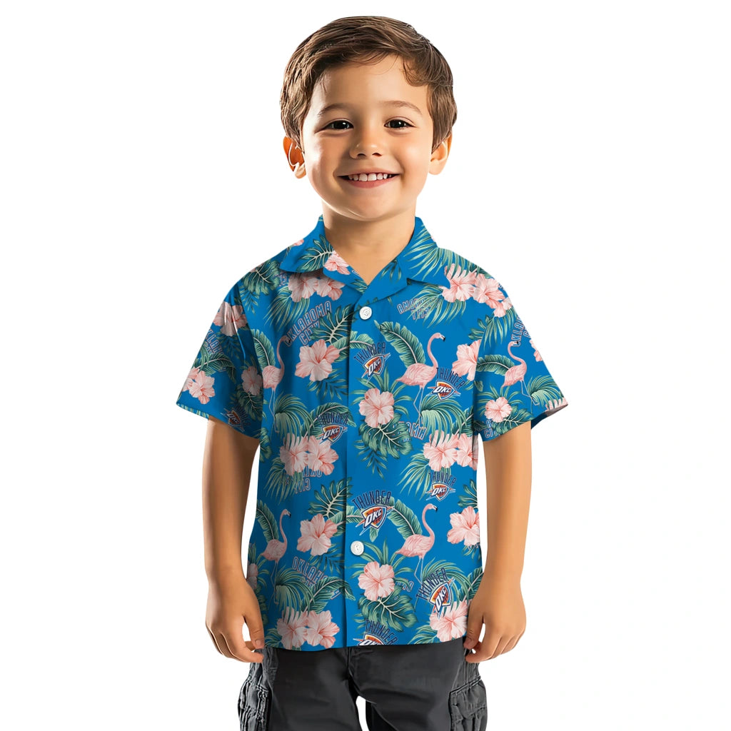 Oklahoma City Thunder Hawaiian Shirt - Flamingo and Hibiscus | Hula Hawaiian Shirts