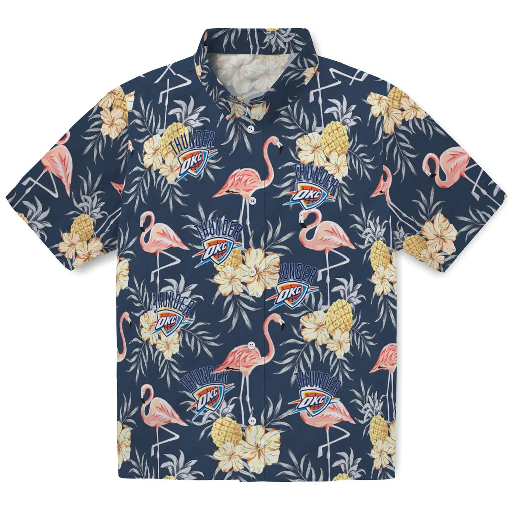 Oklahoma City Thunder Hawaiian Shirt - Flamingo Hibiscus | Hula Hawaiian Shirts