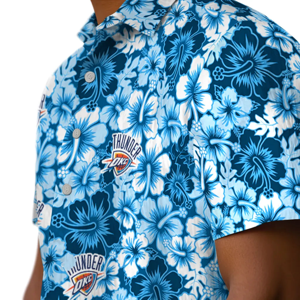 Oklahoma City Thunder Hawaiian Shirt - Hibiscus Blooms | Hula Hawaiian Shirts