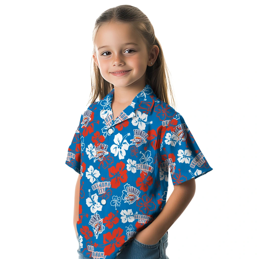 Oklahoma City Thunder Hawaiian Shirt - Hibiscus Flower Design | Hula Hawaiian Shirts