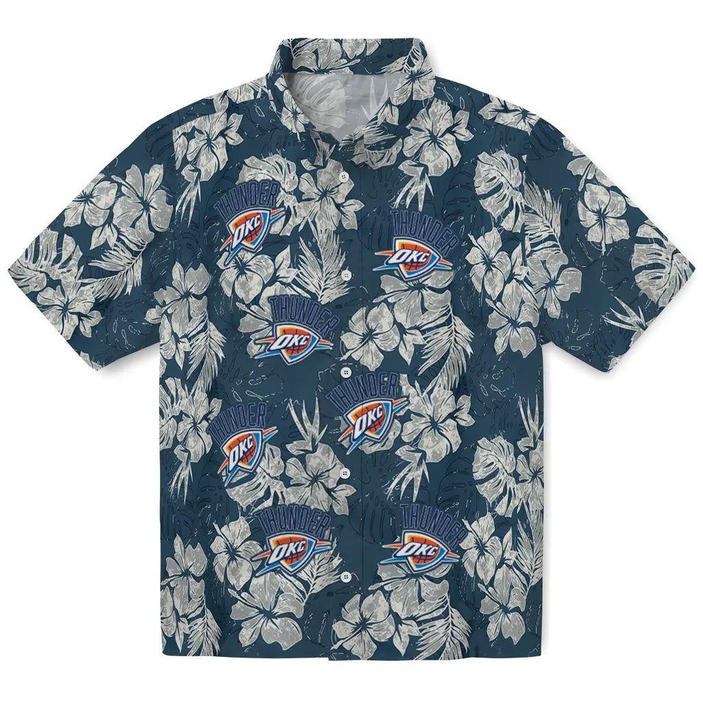 Oklahoma City Thunder Hawaiian Shirt - Hibiscus Flowers | Hula Hawaiian Shirts
