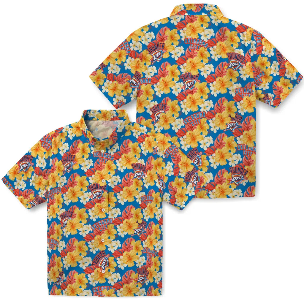 Oklahoma City Thunder Hawaiian Shirt - Hibiscus Tropics | Hula Hawaiian Shirts