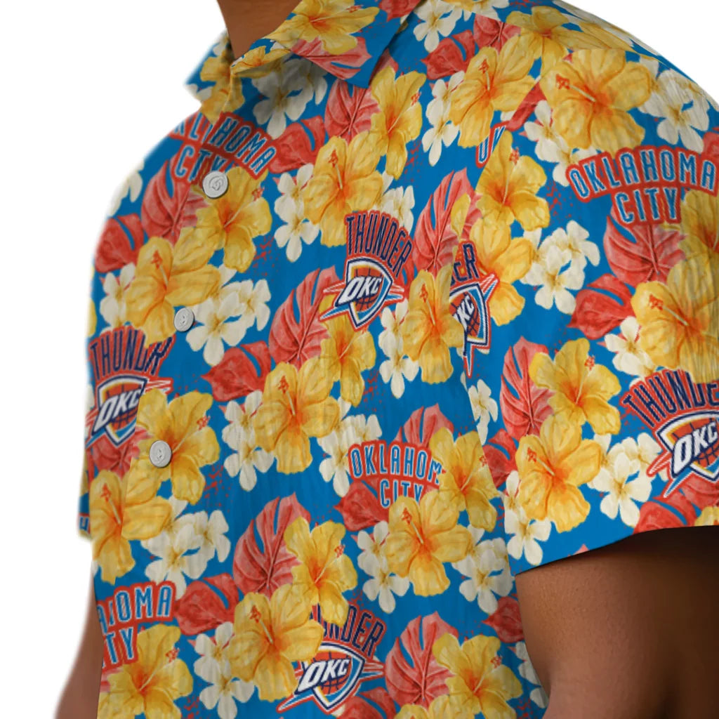 Oklahoma City Thunder Hawaiian Shirt - Hibiscus Tropics | Hula Hawaiian Shirts