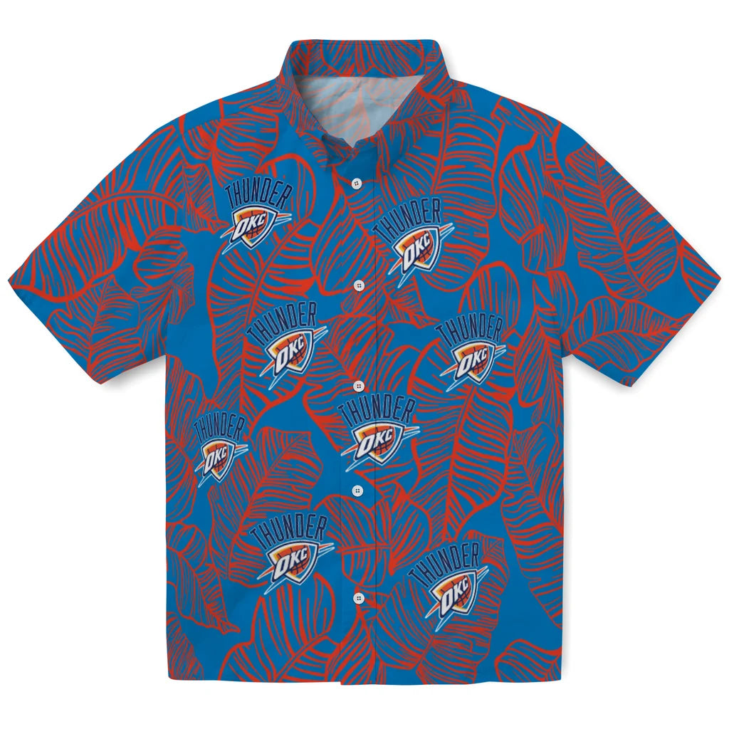 Oklahoma City Thunder Hawaiian Shirt - Leaf Outline | Hula Hawaiian Shirts
