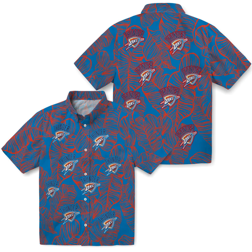 Oklahoma City Thunder Hawaiian Shirt - Leaf Outline | Hula Hawaiian Shirts