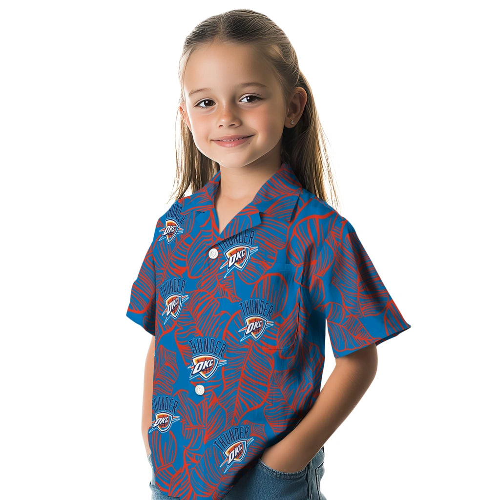 Oklahoma City Thunder Hawaiian Shirt - Leaf Outline | Hula Hawaiian Shirts