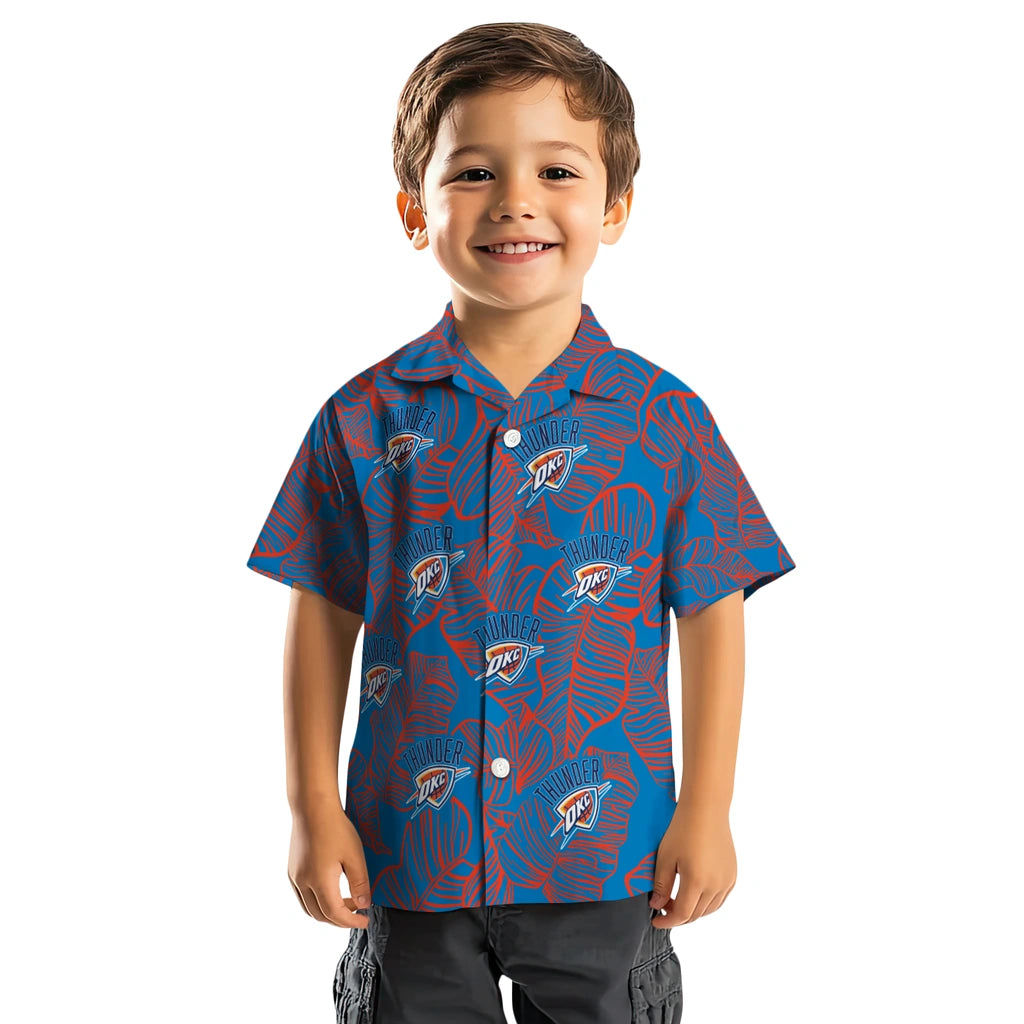 Oklahoma City Thunder Hawaiian Shirt - Leaf Outline | Hula Hawaiian Shirts