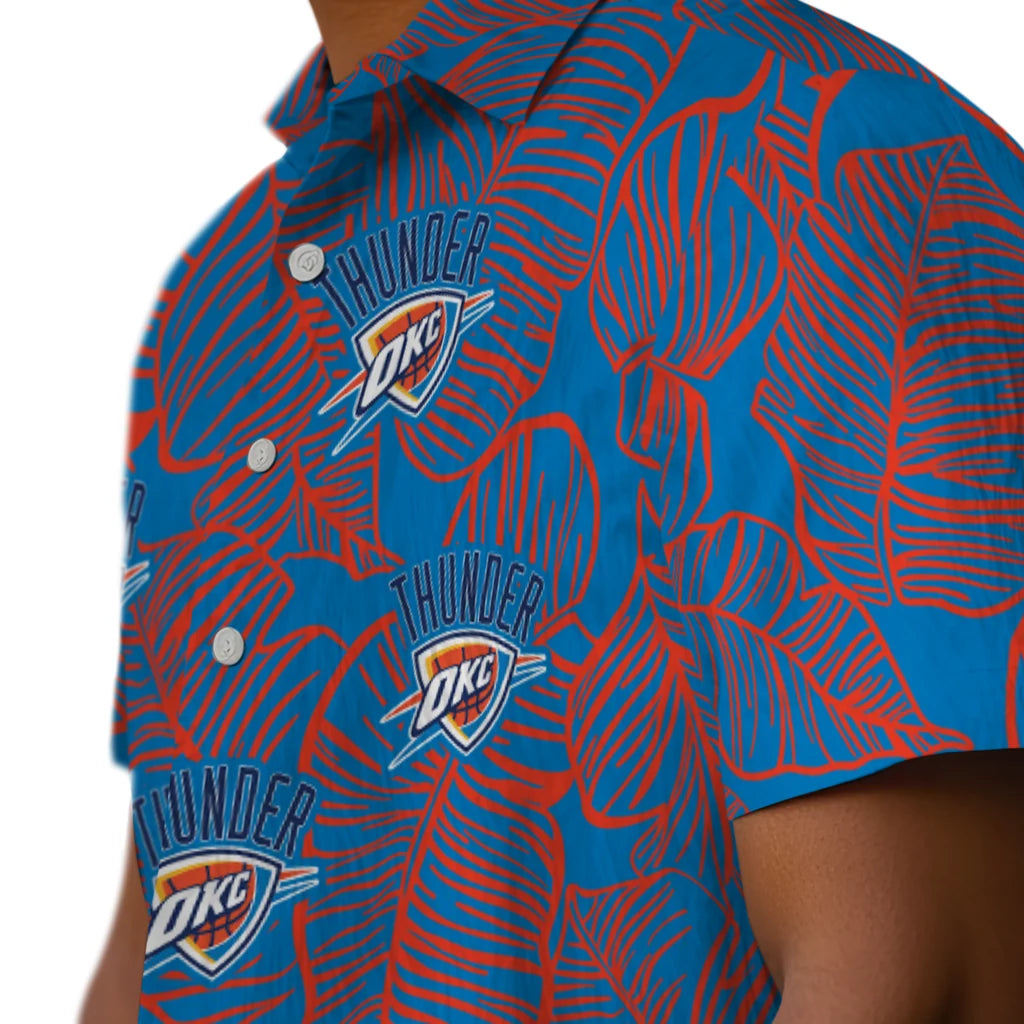 Oklahoma City Thunder Hawaiian Shirt - Leaf Outline | Hula Hawaiian Shirts