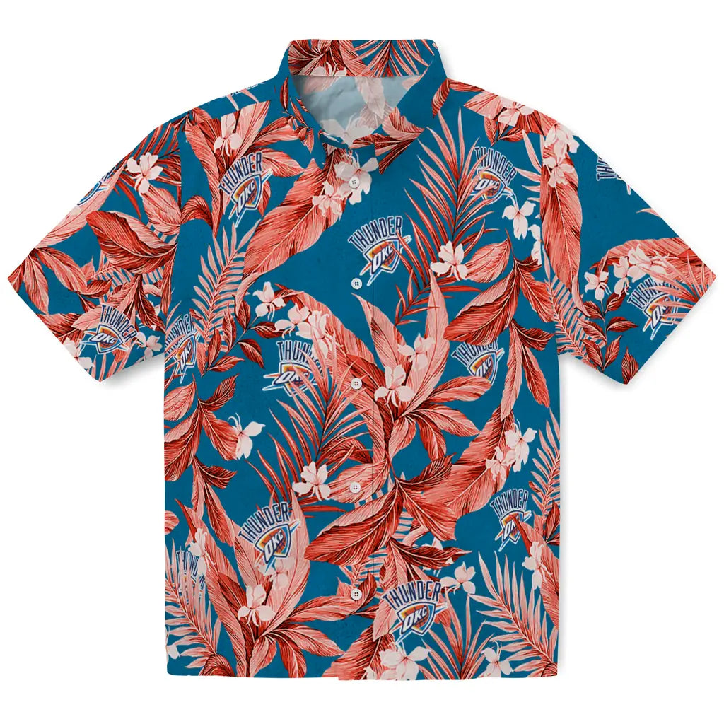 Oklahoma City Thunder Hawaiian Shirt - Palm Leaves | Hula Hawaiian Shirts