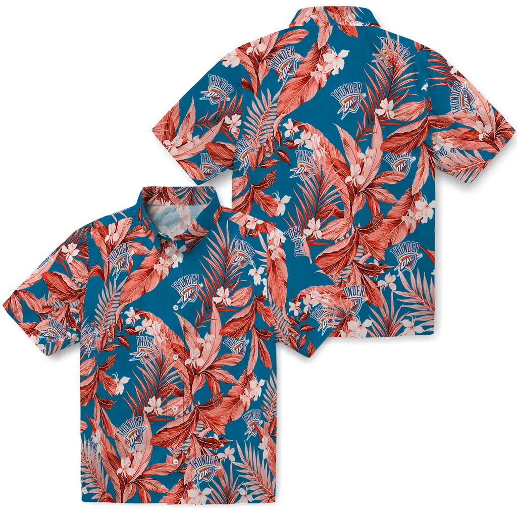 Oklahoma City Thunder Hawaiian Shirt - Palm Leaves | Hula Hawaiian Shirts