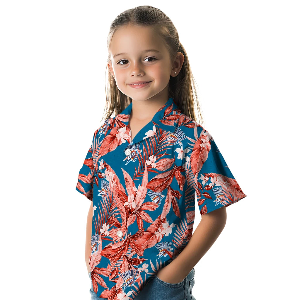 Oklahoma City Thunder Hawaiian Shirt - Palm Leaves | Hula Hawaiian Shirts