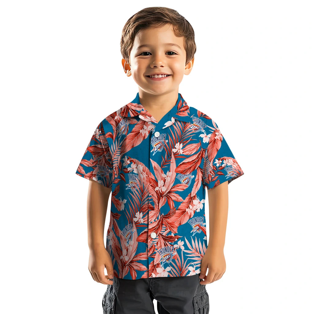 Oklahoma City Thunder Hawaiian Shirt - Palm Leaves | Hula Hawaiian Shirts
