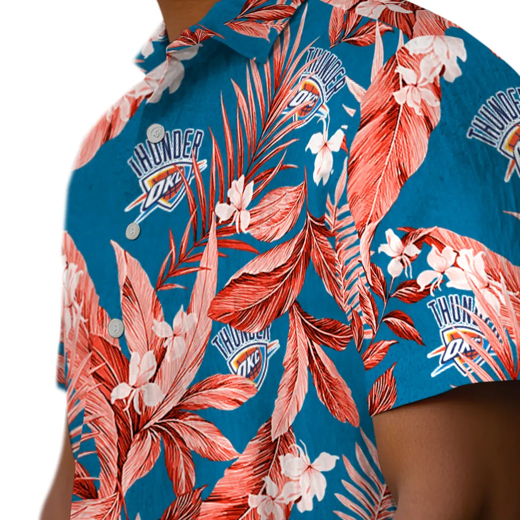 Oklahoma City Thunder Hawaiian Shirt - Palm Leaves | Hula Hawaiian Shirts