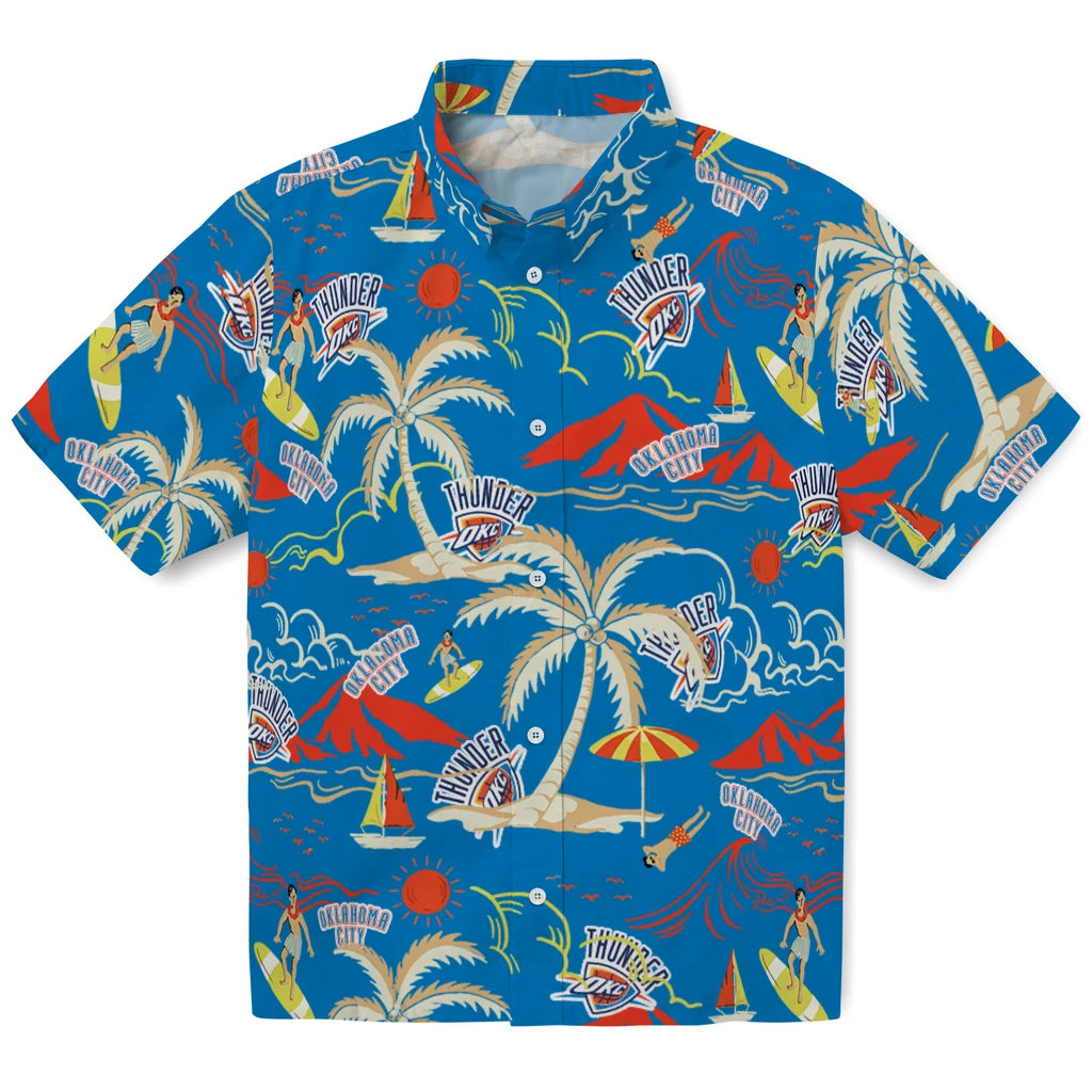 Oklahoma City Thunder Hawaiian Shirt - Palm Tree Island | Hula Hawaiian Shirts