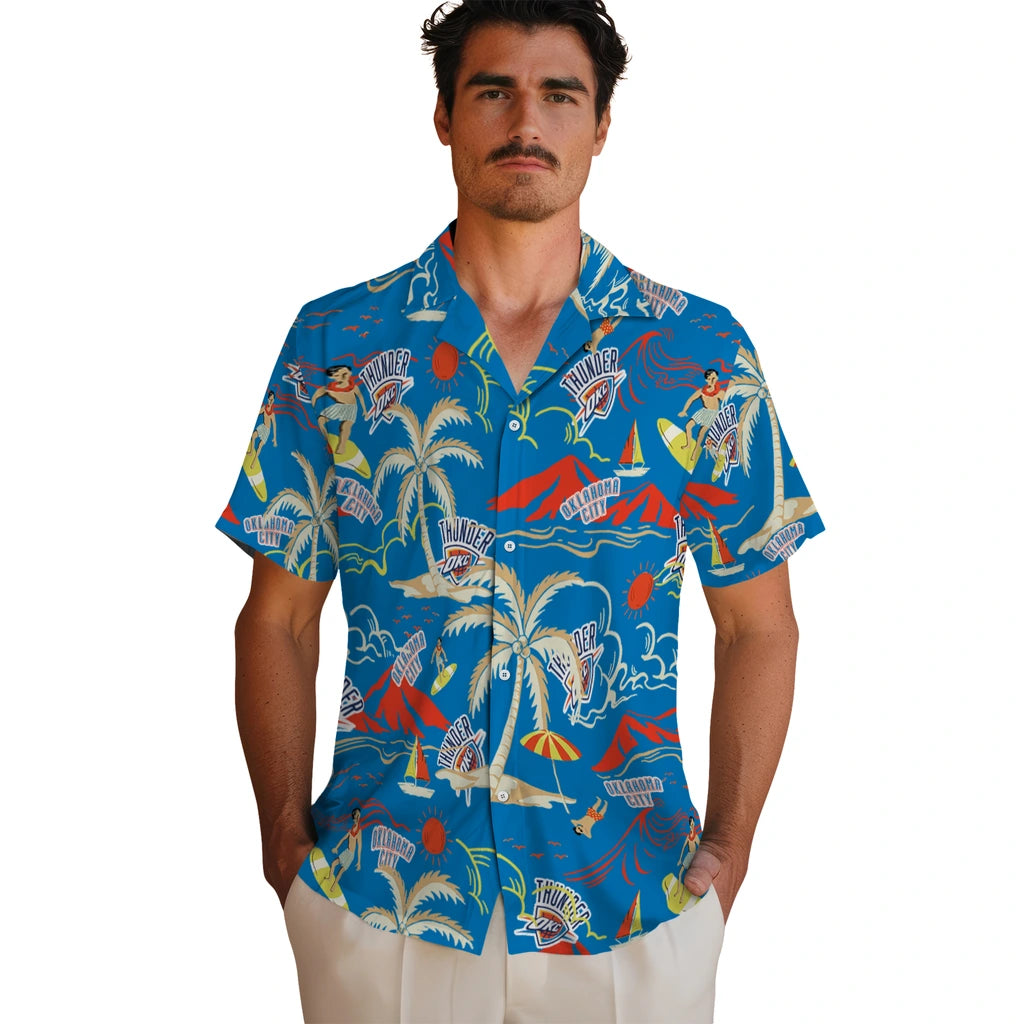 Oklahoma City Thunder Hawaiian Shirt - Palm Tree Island | Hula Hawaiian Shirts