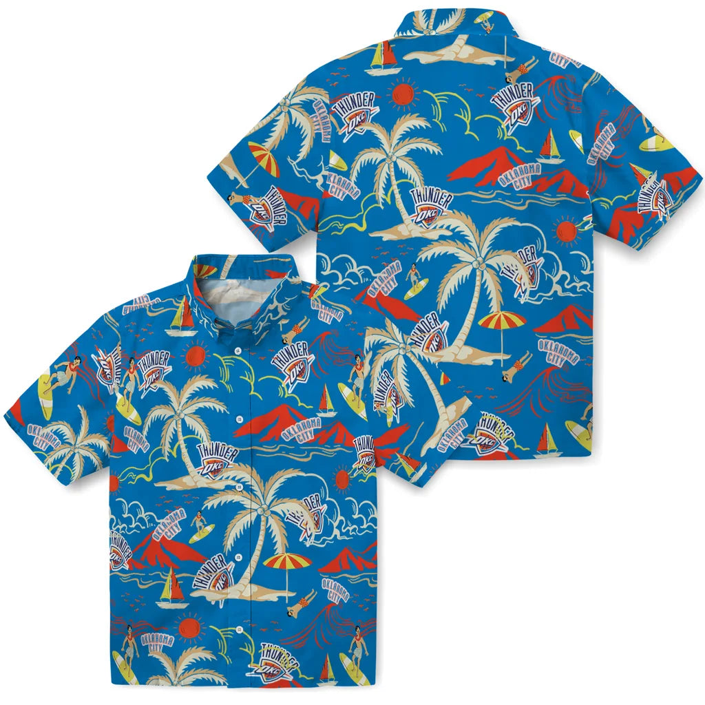 Oklahoma City Thunder Hawaiian Shirt - Palm Tree Island | Hula Hawaiian Shirts