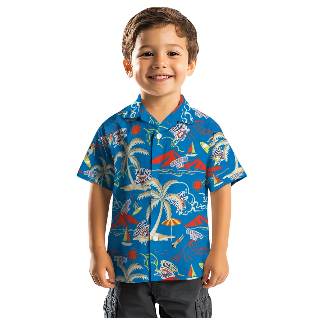 Oklahoma City Thunder Hawaiian Shirt - Palm Tree Island | Hula Hawaiian Shirts