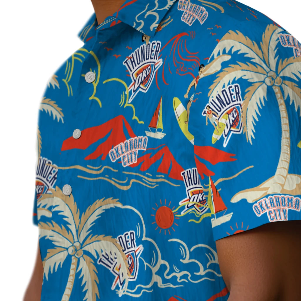 Oklahoma City Thunder Hawaiian Shirt - Palm Tree Island | Hula Hawaiian Shirts