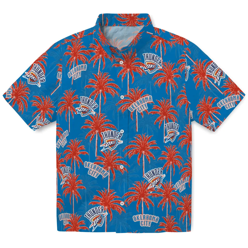 Oklahoma City Thunder Hawaiian Shirt - Palm Tree Motif | Hula Hawaiian Shirts
