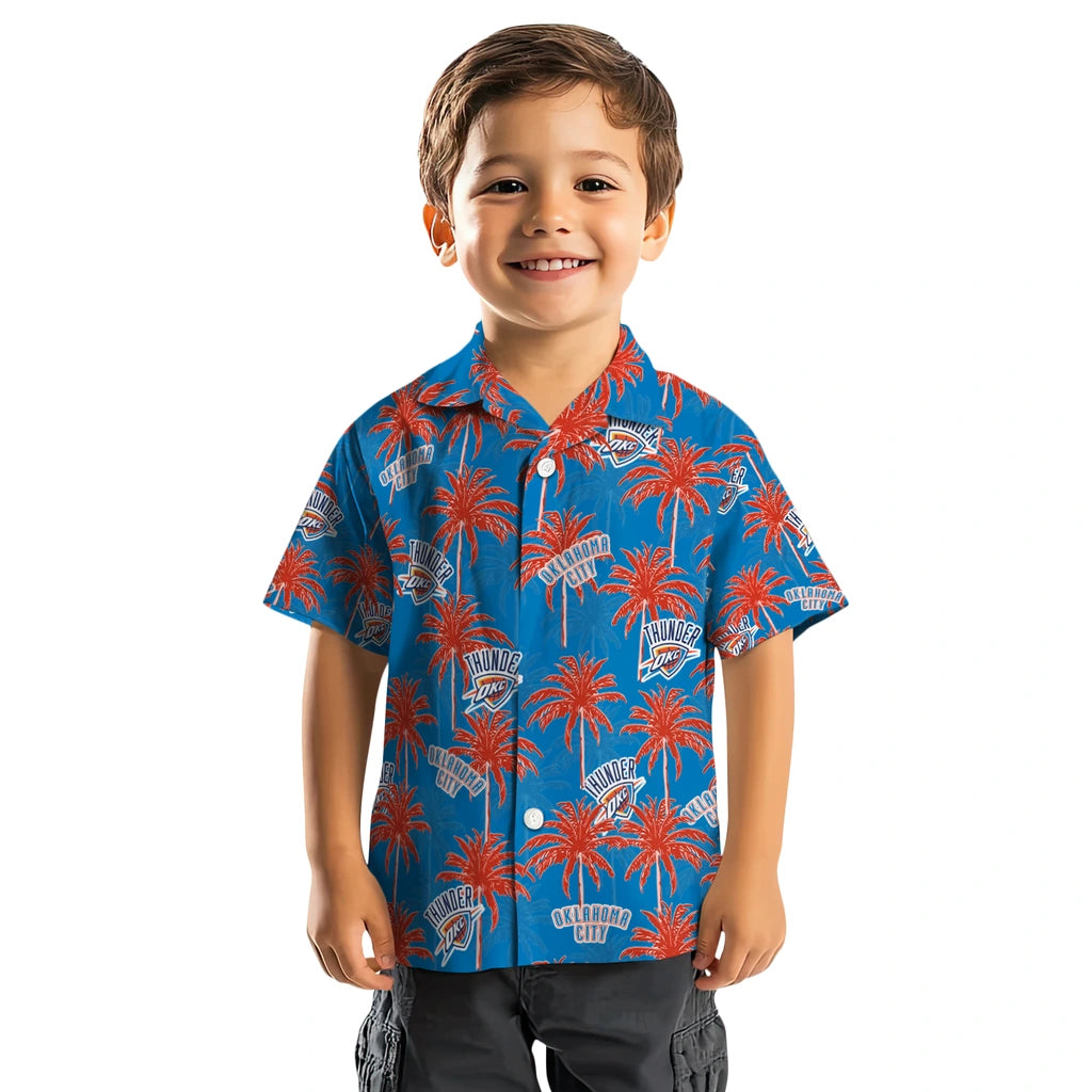 Oklahoma City Thunder Hawaiian Shirt - Palm Tree Motif | Hula Hawaiian Shirts