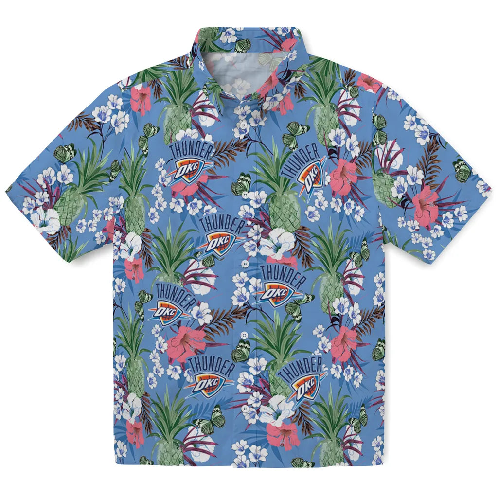 Oklahoma City Thunder Hawaiian Shirt - Pineapple Bouquet | Hula Hawaiian Shirts
