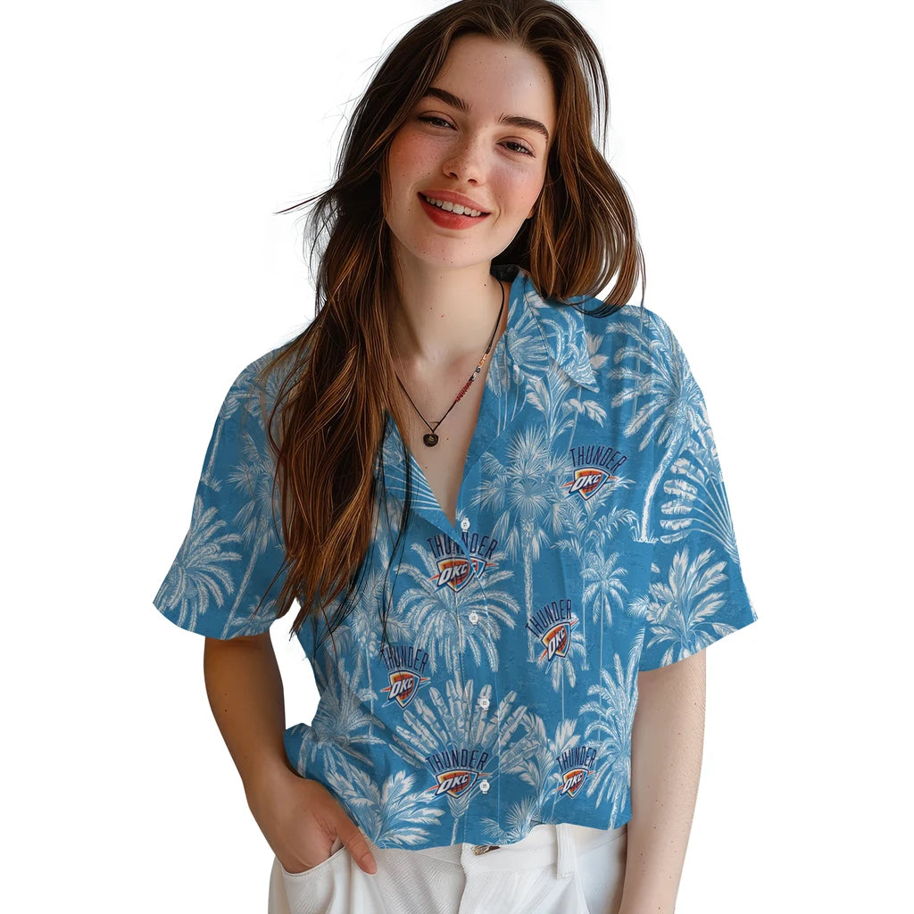 Oklahoma City Thunder Hawaiian Shirt - Vintage Palm Tree | Hula Hawaiian Shirts