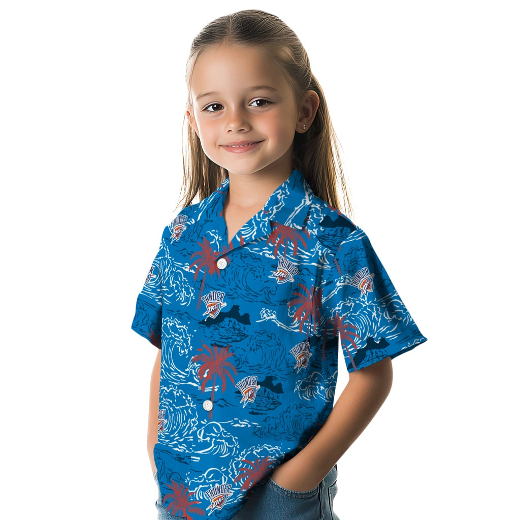 Oklahoma City Thunder Hawaiian Shirt - Wave Palm | Hula Hawaiian Shirts