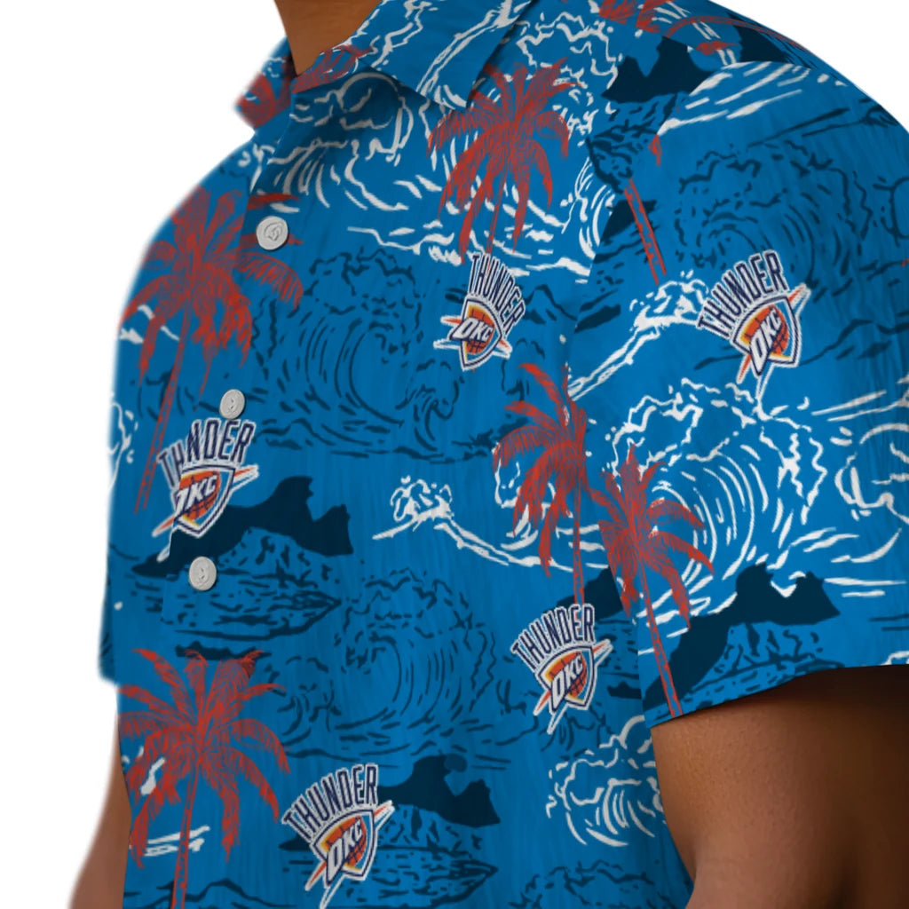 Oklahoma City Thunder Hawaiian Shirt - Wave Palm | Hula Hawaiian Shirts